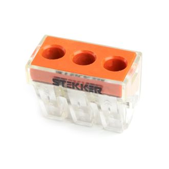 Клемма монтажная 3-проводная STEKKER для 1-жильного проводника, LD773-173, 39869 (комплект 50 шт.)