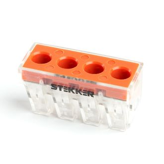 Клемма монтажная 4-проводная STEKKER для 1-жильного проводника, LD773-174, 39870 (комплект 50 шт.)