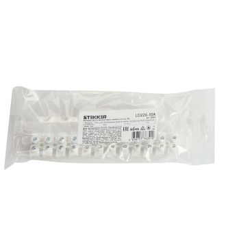 Зажим винтовой изолированный 450В, 10А, 12 пар, полипропилен DIY, STEKKER LD226-10A, 39893