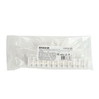 Зажим винтовой изолированный 450В, 6А, 12 пар, полипропилен DIY, STEKKER LD226-6A, 39895