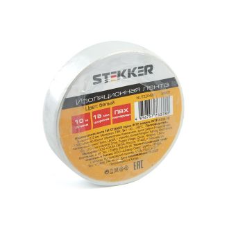 Изоляционная лента STEKKER INTP01315-10 0,13*15 мм. 10 м. белый, 39901