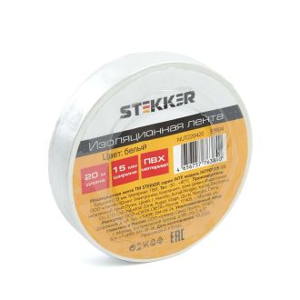 Изоляционная лента STEKKER INTP01315-20 0,13*15 мм. 20 м. белая, 39904