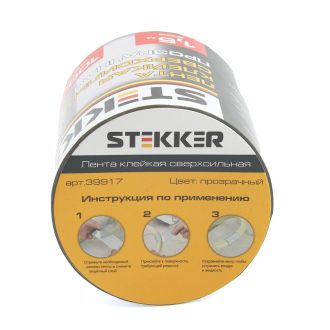 Лента клейкая сверхсильная STEKKER 0,7*100 мм, 1,5 м. прозрачная INTP9-0715-10, 39917