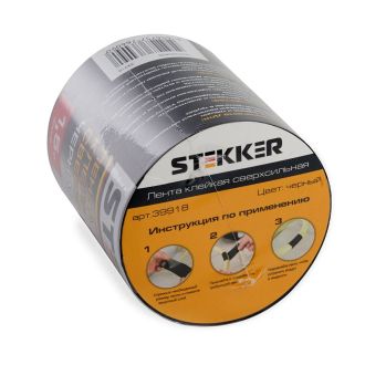 Лента клейкая сверхсильная STEKKER 0,7*100 мм, 1,5 м. черная INTP9-0715-10, 39918