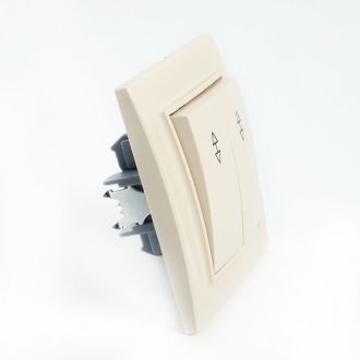 Переключатель 2-клавишный STEKKER PSW10-9008-02, 250В, 10А, серия Эрна, слоновая кость, 39920