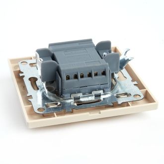 Переключатель 2-клавишный STEKKER PSW10-9008-02, 250В, 10А, серия Эрна, слоновая кость, 39920