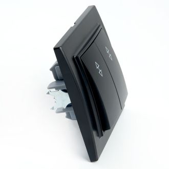 Переключатель 2-клавишный STEKKER PSW10-9008-03, 250В, 10А, серия Эрна, черный, 39921