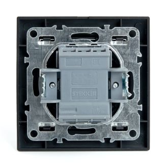 Переключатель 2-клавишный STEKKER PSW10-9008-03, 250В, 10А, серия Эрна, черный, 39921