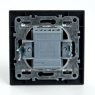 Выключатель 3-клавишный STEKKER PSW10-9007-03, 250В, 10А, серия Эрна, черный, 39924