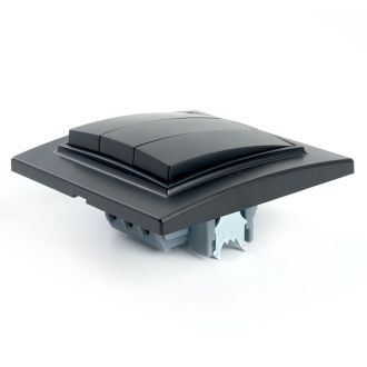 Выключатель 3-клавишный STEKKER PSW10-9007-03, 250В, 10А, серия Эрна, черный, 39924