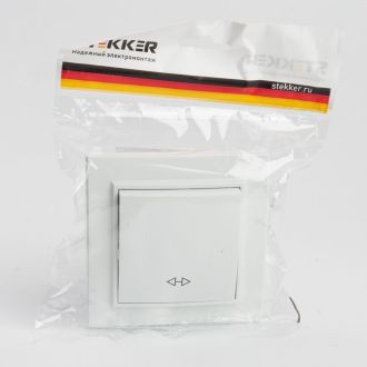 Переключатель перекрестный 1-клавишный STEKKER PSW10-9009-01, 250В, 10А, серия Эрна, белый, 39925