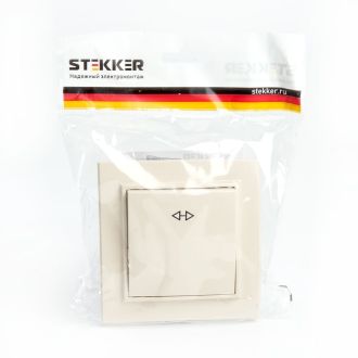 Переключатель перекрестный 1-клавишный STEKKER PSW10-9009-02, 250В, 10А, серия Эрна, слоновая кость, 39926