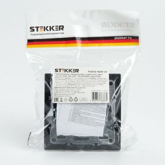 Переключатель перекрестный 1-клавишный STEKKER PSW10-9009-03, 250В, 10А, серия Эрна, черный, 39927