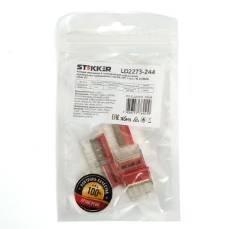 Клемма монтажная 4-проводная STEKKER для 1-жильного проводника, LD2273-244 (5 штук в упаковке), 39948
