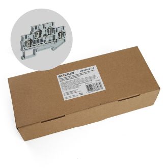 Зажим пружинный, 4-проводной проходной 2 уровня ЗНИ - 2,5 (JXB ST 2,5), серый STEKKER, 39967 (комплект 100 шт.)