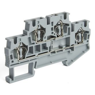 Зажим пружинный, 4-проводной проходной 2 уровня ЗНИ - 2,5 (JXB ST 2,5), серый STEKKER, 39967 (комплект 100 шт.)