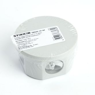 Коробка разветвительная STEKKER EBX20-34-44, 75*75*40мм, 4 ввода, IP44, светло-серая (GE41237), 39995
