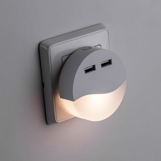Светильник ночник Feron c 2мя USB выходами, FN1122 0,5W 230V, белый, 41021