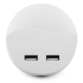 Светильник ночник Feron c 2мя USB выходами, FN1122 0,5W 230V, белый, 41021