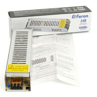Трансформатор электронный для светодиодной ленты 100W 24V (драйвер), LB019, Feron, 41059