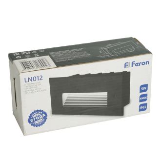 Светодиодный светильник Feron LN012 встраиваемый 5W 4000K, IP65, черный, 41160
