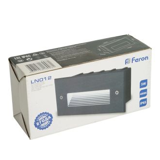 Светодиодный светильник Feron LN012 встраиваемый 5W 4000K, IP65, серый, 41174