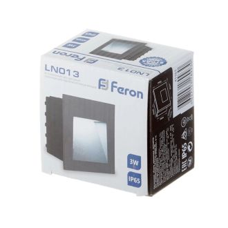 Светодиодный светильник Feron LN013 встраиваемый 3W 4000K, IP65, серый, 41175
