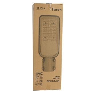 Светодиодный уличный консольный светильник Feron SP3050 80W 4000K 230V, серый, 41267