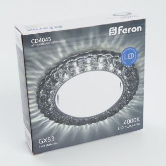 Светильник встраиваемый с белой LED подсветкой Feron CD4045 потолочный GX53 без лампы, серый, хром, 41410