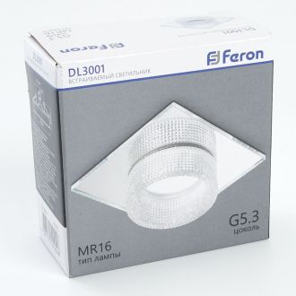 Светильник встраиваемый Feron DL3001 потолочный MR16 G5.3 прозрачный, 41415
