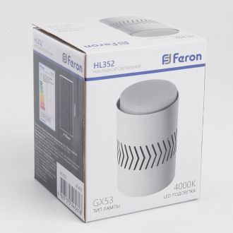Светильник потолочный Feron HL352 12W, 230V, GX53 и подсветка 1W, 4000K, белый, 41457
