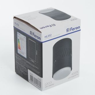 Светильник потолочный Feron HL352 12W, 230V, GX53 и подсветка 1W, 4000K, черный, 41458