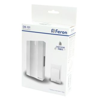 Звонок с кнопкой проводной Feron DB-101 электромеханический белый 230V 162х98х40мм, 41504