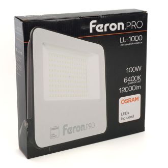 Светодиодный прожектор Feron.PRO LL-1000 IP65 100W 6400K черный, 41541