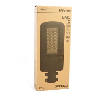 Светодиодный уличный консольный светильник Feron SP3040 30W 5000K 230V, серый, 41547