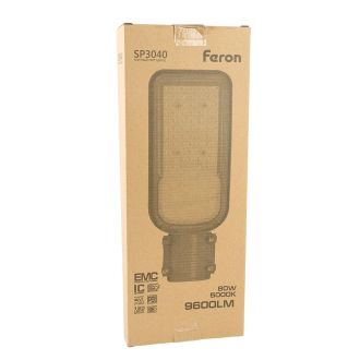 Светодиодный уличный консольный светильник Feron SP3040 80W 5000K 230V, серый, 41549
