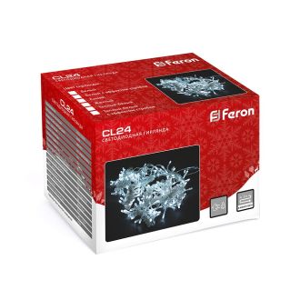 Светодиодная гирлянда Feron CL24 занавес 3*3м + 3м 2700К статичная, c питанием от сети 230V, белый шнур, 41626
