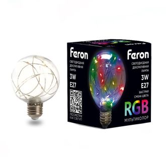 Лампа светодиодная Feron LB-381 E27 3W 230V RGB смена цвета, 41676