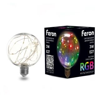 Лампа светодиодная Feron LB-382 E27 3W 230V RGB, 41678