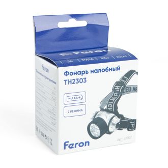 Фонарь налобный FERON TH2303 на батарейках 3*AAA, 1W 7LEDs IP44 пластик, 41707