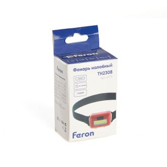 Фонарь налобный ЭКОНОМ FERON TH2308 на батарейках 3*AAA 2W COB IP44 пластик, 41712