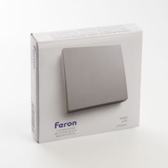 Кнопка-выключатель беспроводной FERON TM81, 7мВт, IP20, одноклавишный, серебро, 41719