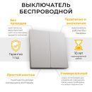 Кнопка-выключатель беспроводной FERON, TM82, 7мВт, IP20, двухклавишный, серебро, 41720 Кнопка-выключатель беспроводной FERON, TM82, 7мВт, IP20, двухклавишный, серебро, 41720