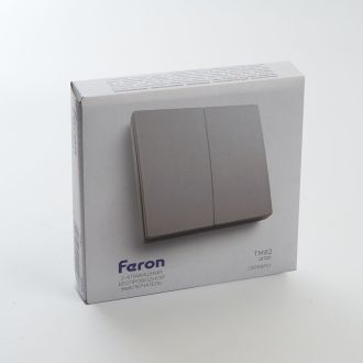 Кнопка-выключатель беспроводной FERON, TM82, 7мВт, IP20, двухклавишный, серебро, 41720