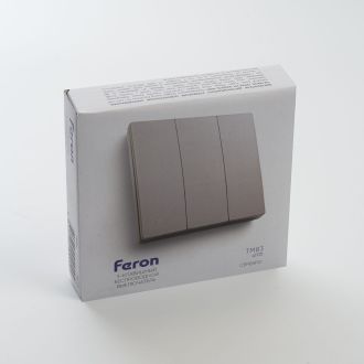 Выключатель беспроводной FERON TM83, 7мВт, IP20, трехклавишный, серебро, 41721
