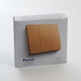Выключатель беспроводной FERON TM83, 7мВт, IP20, трехклавишный, золото, 41727