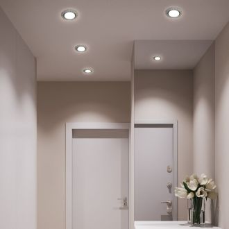 Светильник встраиваемый с белой LED подсветкой Feron CD4046 потолочный GX53 без лампы, прозрачный, хром, 41908