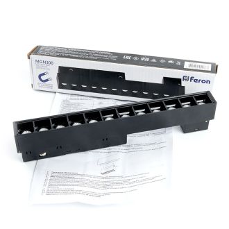 Светильник светодиодный Feron MGN300 трековый низковольтный 12W, 1080 Lm, 3000К, 30 градусов, черный серия LensLine, 41934