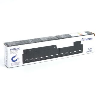 Светильник светодиодный Feron MGN300 трековый низковольтный 12W, 1080 Lm, 3000К, 30 градусов, черный серия LensLine, 41934