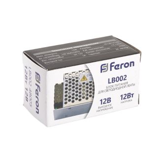 Трансформатор электронный для светодиодной ленты 12W 12V (драйвер), LB002 FERON, 48005